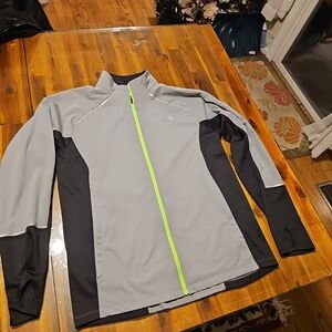 Men's Gray and Black Jacket with Neon Accents